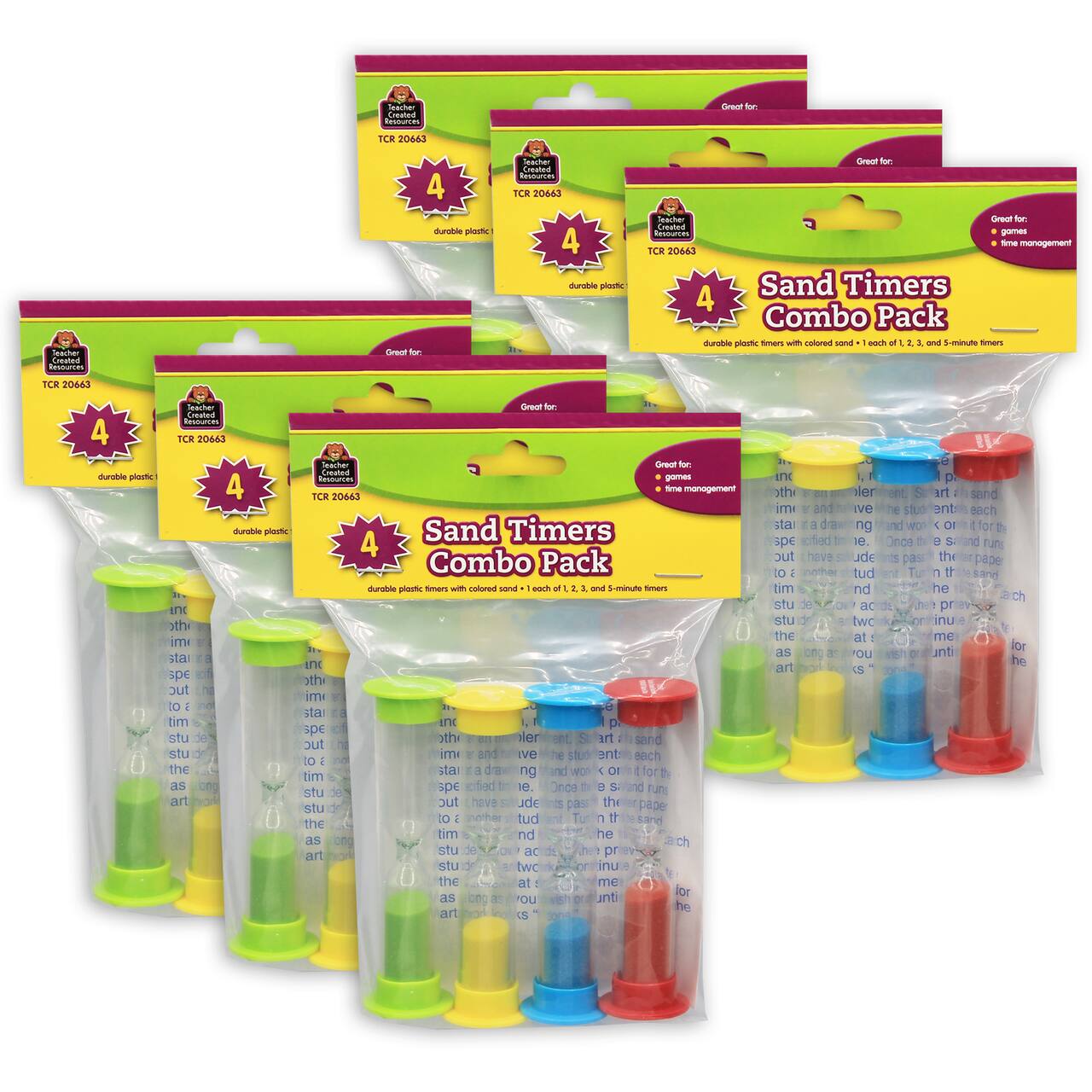 Teacher Created Resources® Combo Sand Timers, 6 Packs of 4
